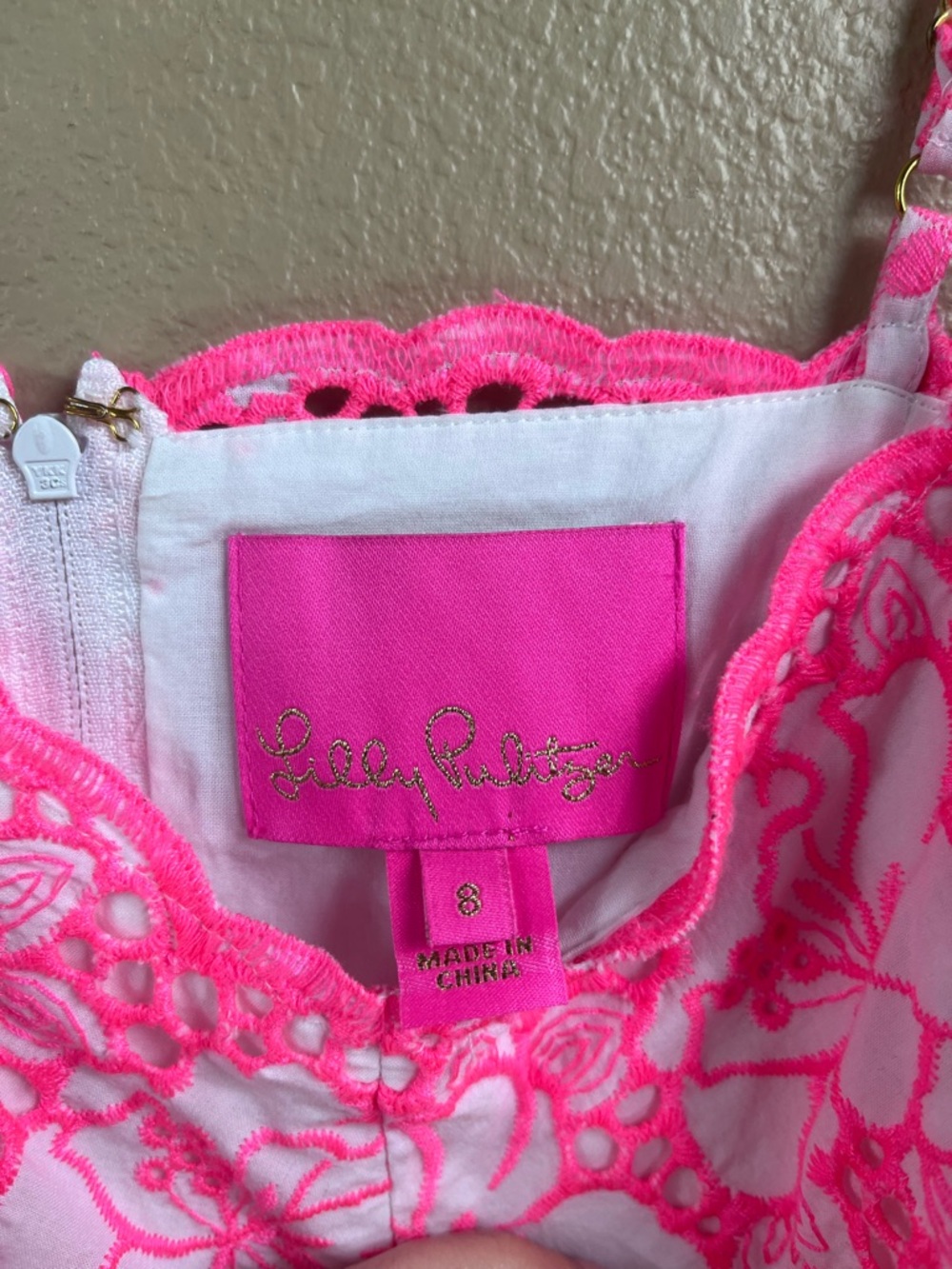 Lilly Pulitzer Kyla neon pink and white eyelet tiered maxi dress - Picture 11 of 11